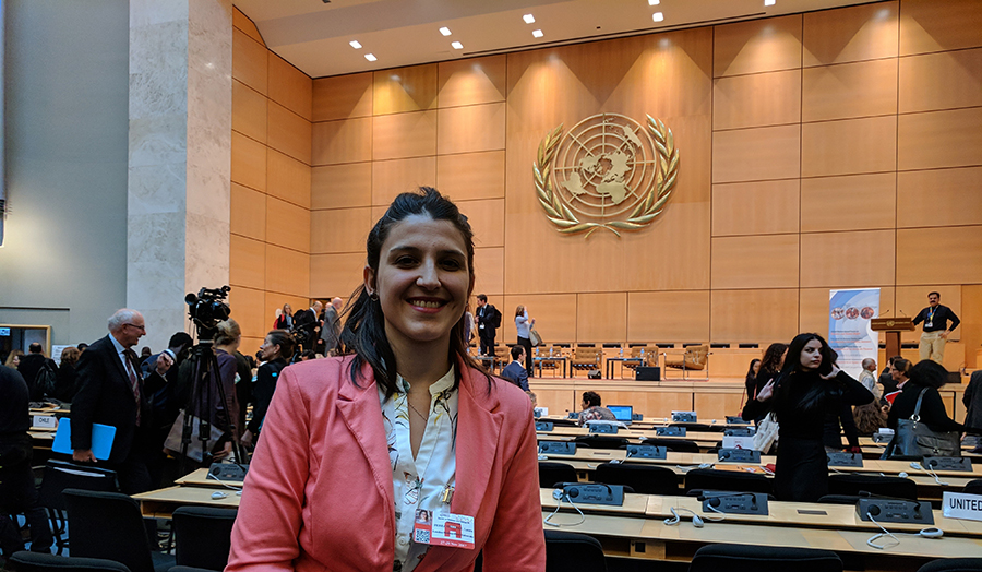 A Human Rights and International Conflict MA student at a UN forum in Geneva. 