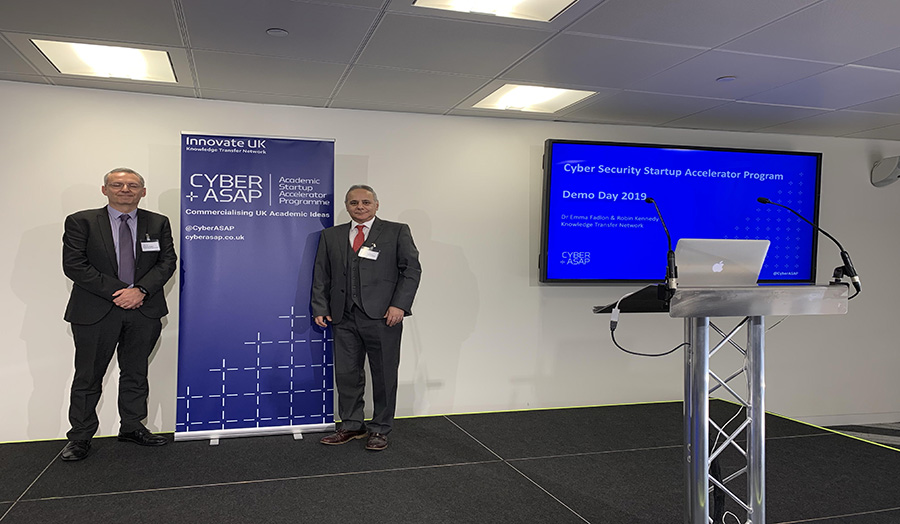 Prof Ouazzane with Anthony Phipps during Cyber ASAP Demo Day