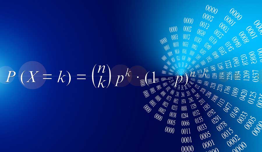 A mathematics equation on on blue background