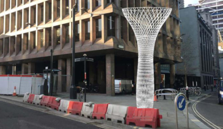 Design for a sculptural ventilation post for Aldgate Square
