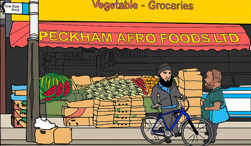 Peckham Afro Foods shop illustration