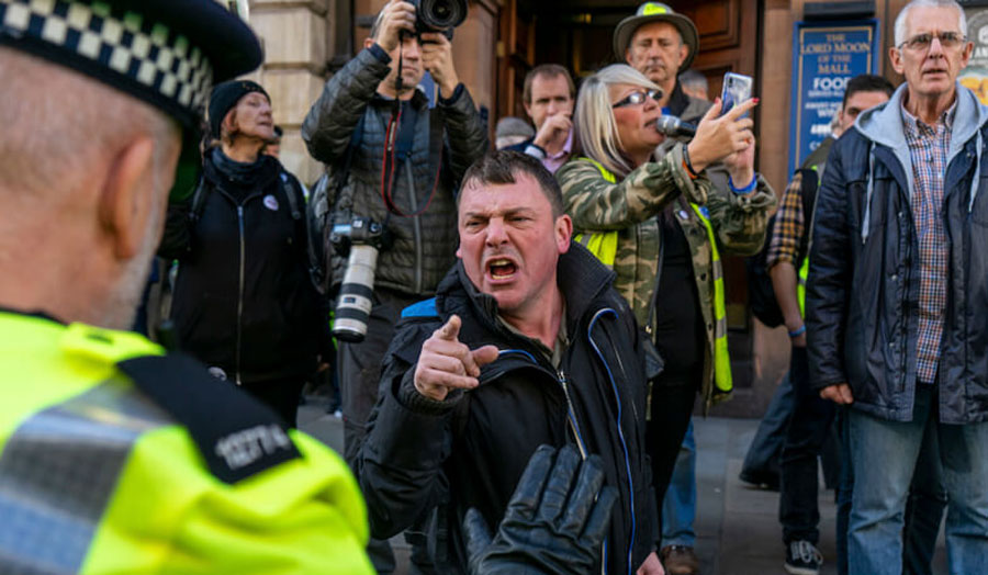 Urte Fultinaviciute, Brexit supporter arguing with a policeman during the People’s Vote protest in London, 2019