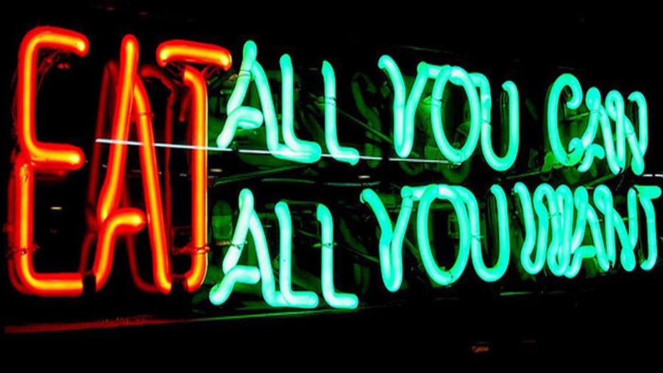 'Eat all you can' neon sign