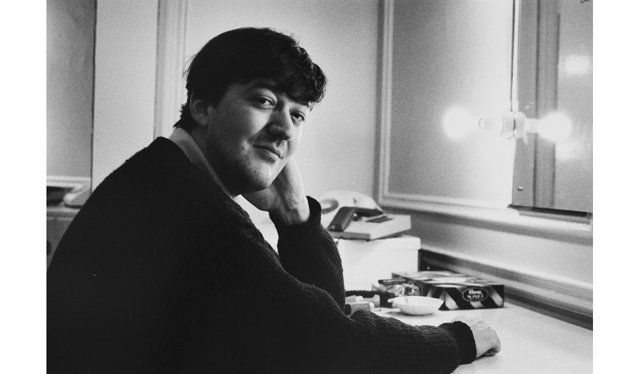 portrait of Stephen Fry taken in 1988 for fundraiser supporting Terrence Higgins Trust for first World Aids Day 