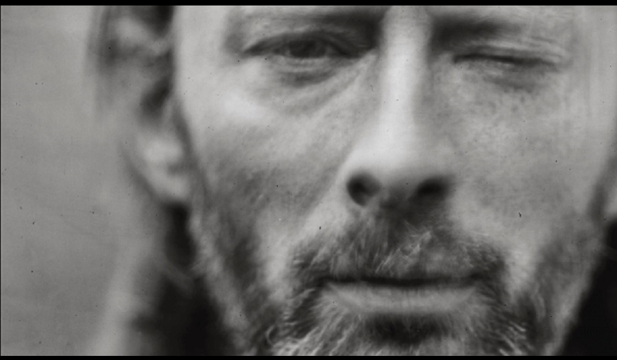 Close up of Thom Yorke, lead singer from Radiohead