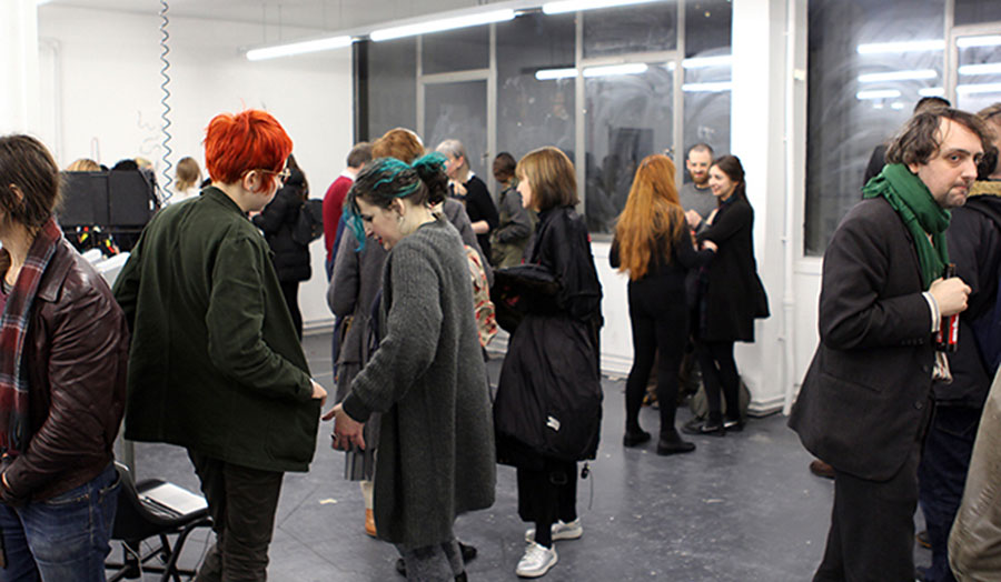 Artists, students and lecturers discussions during an Open Field event in Central House