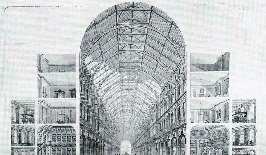 Sectional perspective view of Joseph Paxton’s unrealised infrastructural project