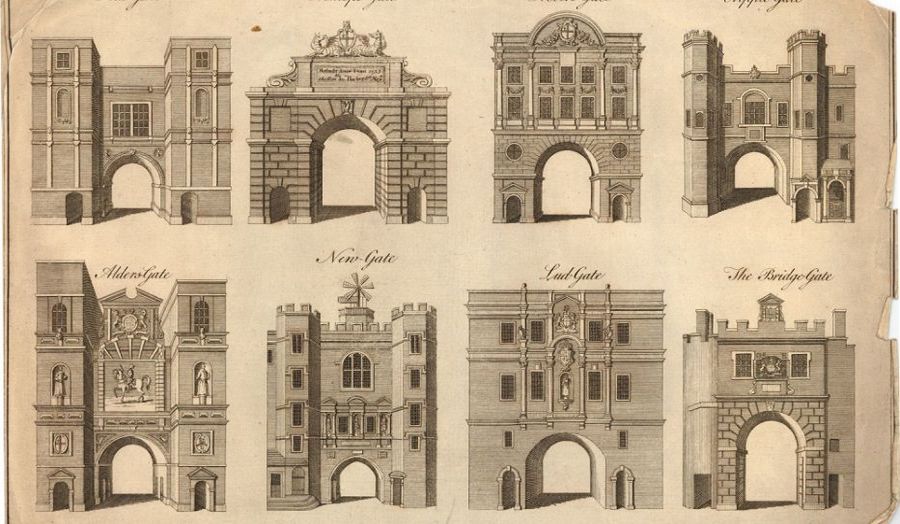 ‘London City Gates, 1720. © Trustees of the British Museum'