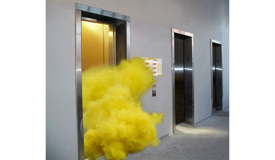 Image Credit: Art Collective JOGGING, 'Smoke bomb in an Elevator', 2010