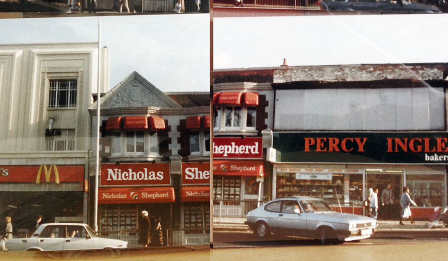 Image by Jane Clossick, photographs of archive images of Tottenham High Road in 1988 from Bruce Cast