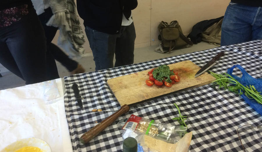 Tomatoes and parsley on a cooking table, part of Soundscape of Modernity seminar, 2015