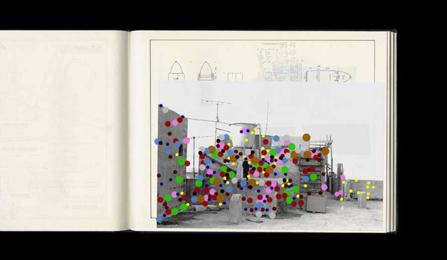 Coloured dots superimposed on building sketches