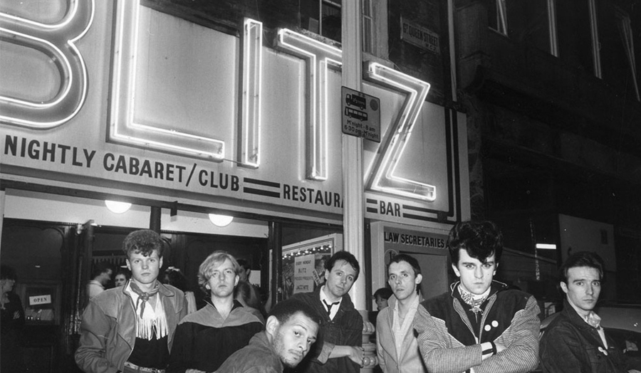 Guys outside the Blitz cabaret club