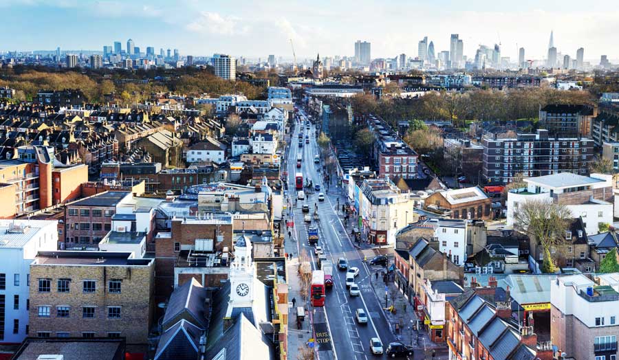 A panoramic view of Holloway Road from Tower Building
