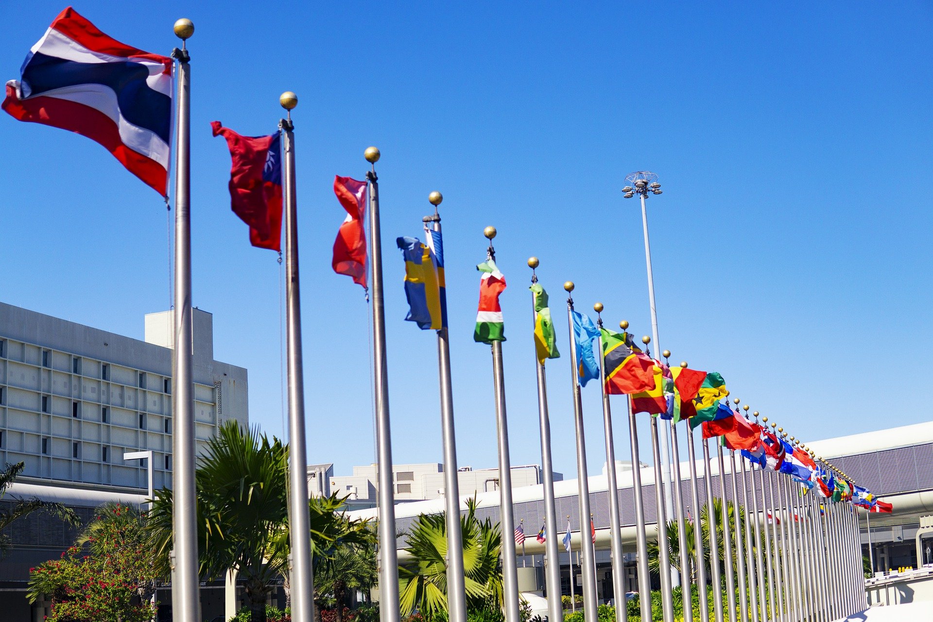 International flags outside the United Nations