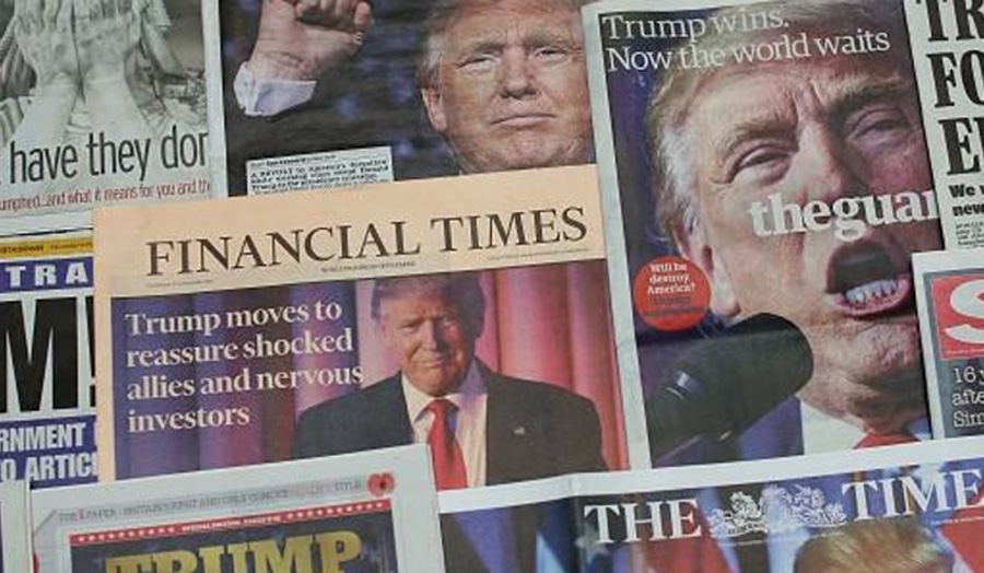 Newspaper headlines of Donald Trump