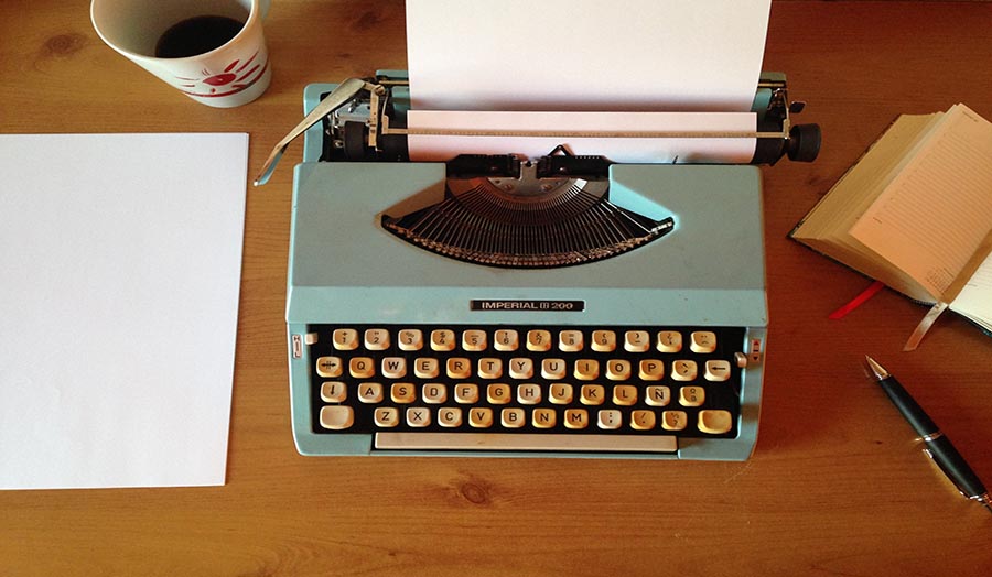 Typewriter with a manuscript