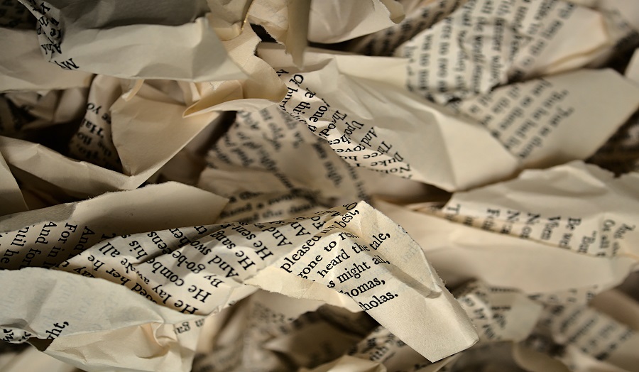 Crumpled pages of paper