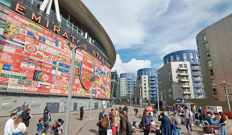 Visitors to the Learn To Dream event held outside the Emirates Stadium