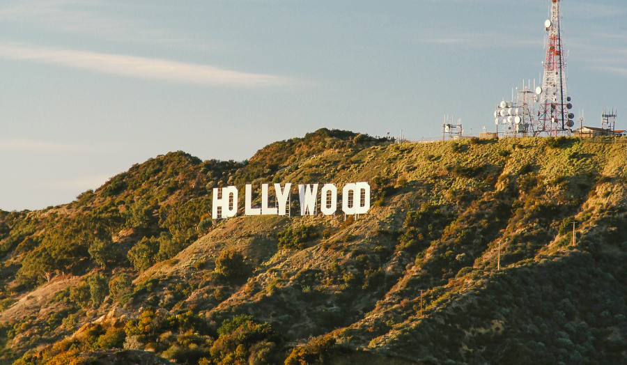The famous 'Hollywood' sign atop the Hollywood Hills