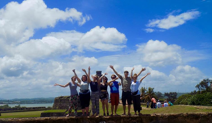 Jemima and her friends jump for joy in blue skies in Sri Lanka