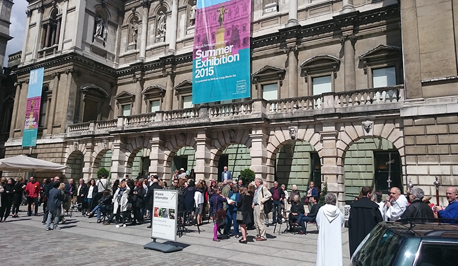 Artists and guests outside burlington house 