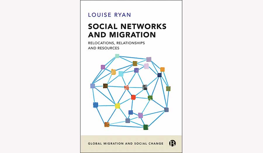 Louise's Ryan book cover on migrants' social networks - a colourful graph model of social network