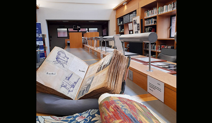 a reading room with some archival files opened