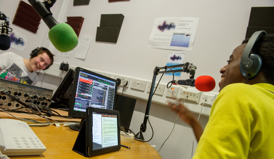 Students live on air at Verve radio station