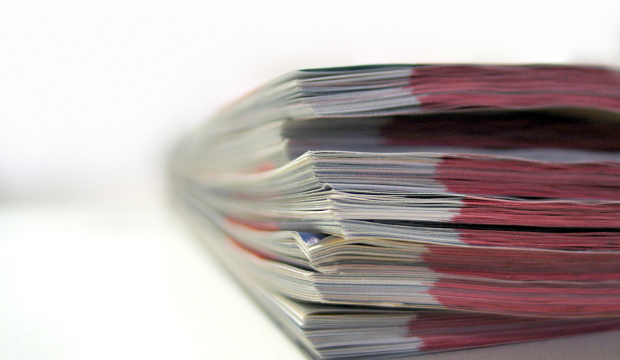 close up of a pile of documents