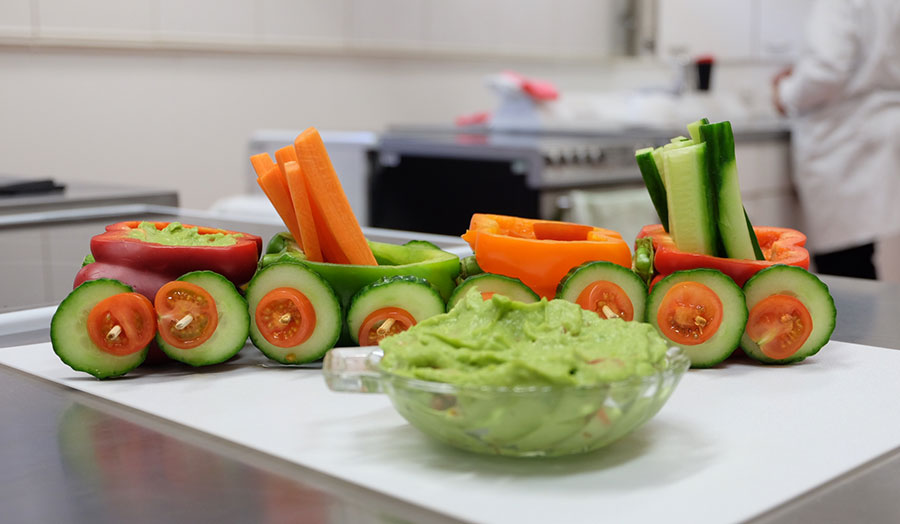 Colourful vegetables styled as a train to promote healthy eating