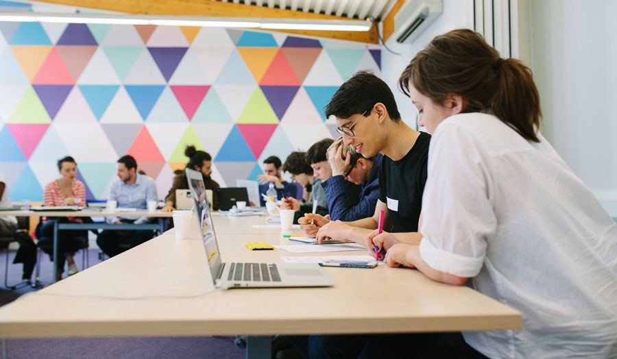 Students reading at Accelerator