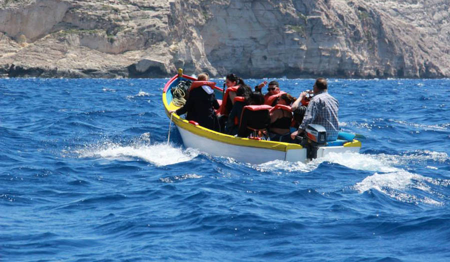 Students on a boat