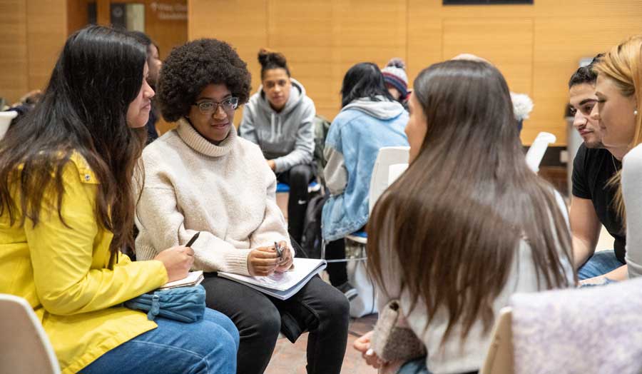 A group of people in discussion