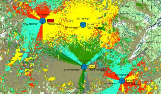 Signal Coverage at various base-station nodes