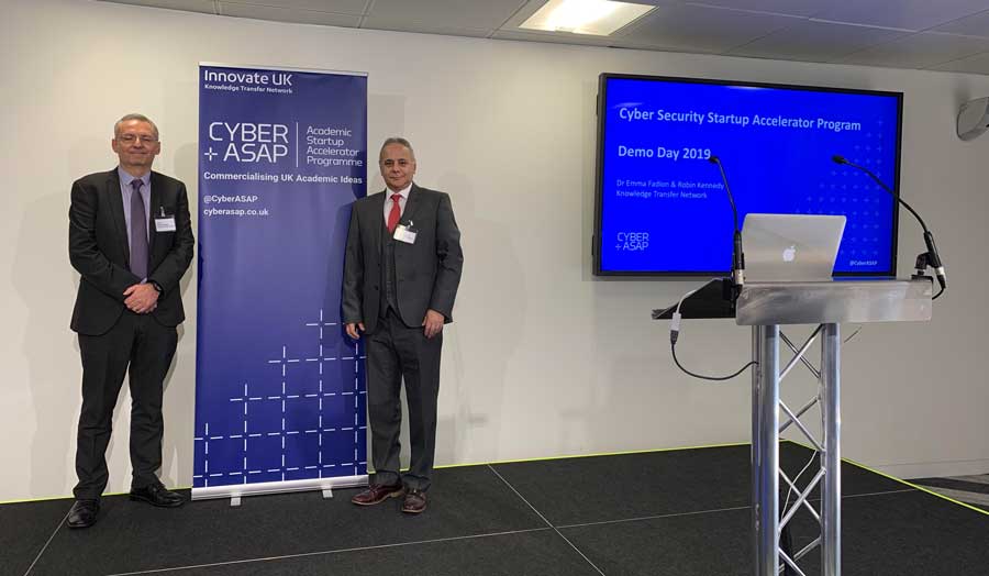 Prof Ouazzane with Anthony Phipps during Cyber ASAP Demo Day