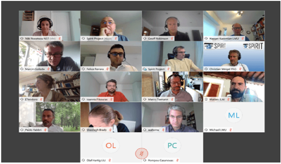 screenshot of a computer screen with WebEx meeting with 18 EU reviewers