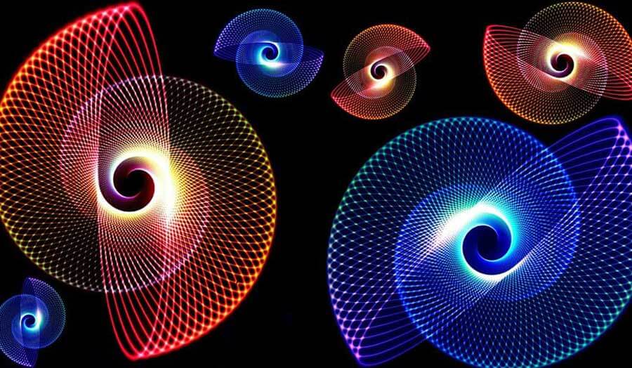 Colourful spirals of various sizes 