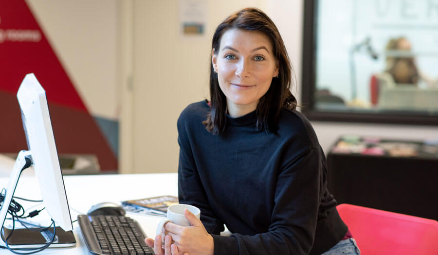 Portrait of Leanne Carr in the Students Union.