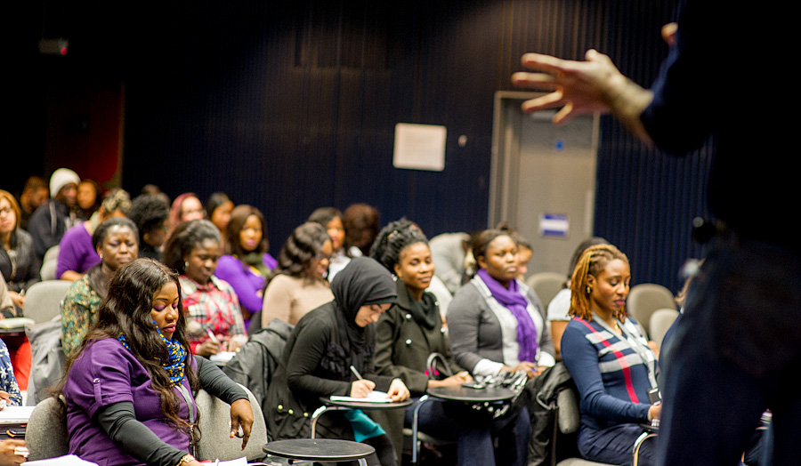 Students at a guest lecture