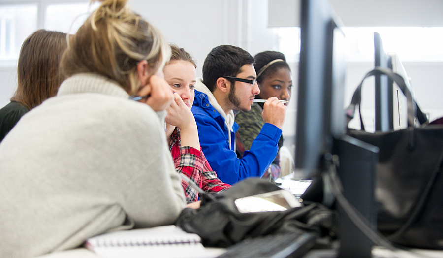 Sixth form students using computers