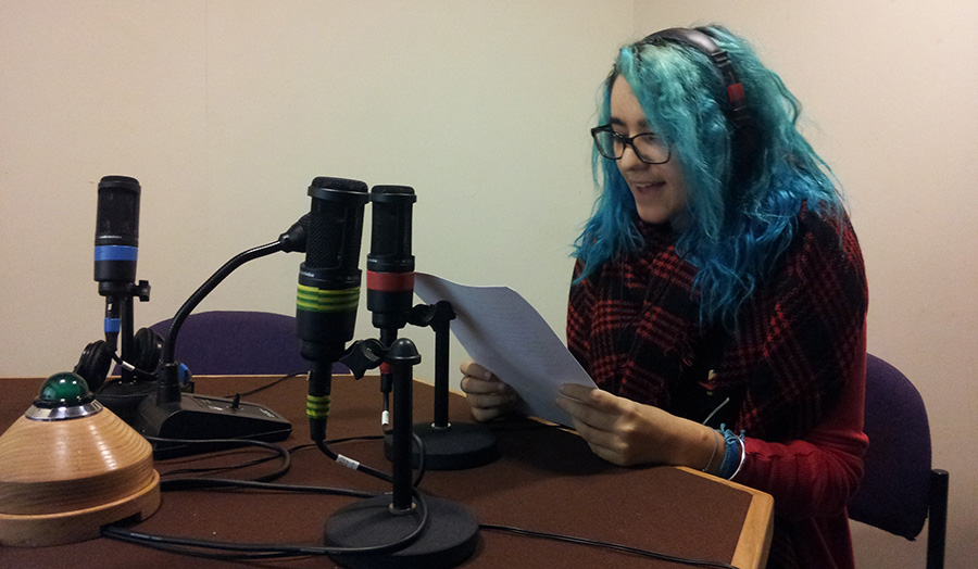 A student reading out loud