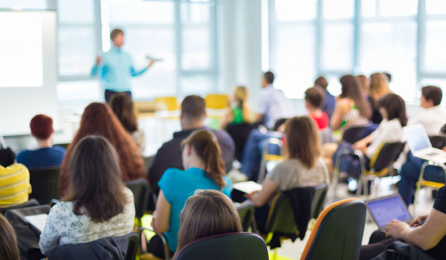 Students sitting in a classroom