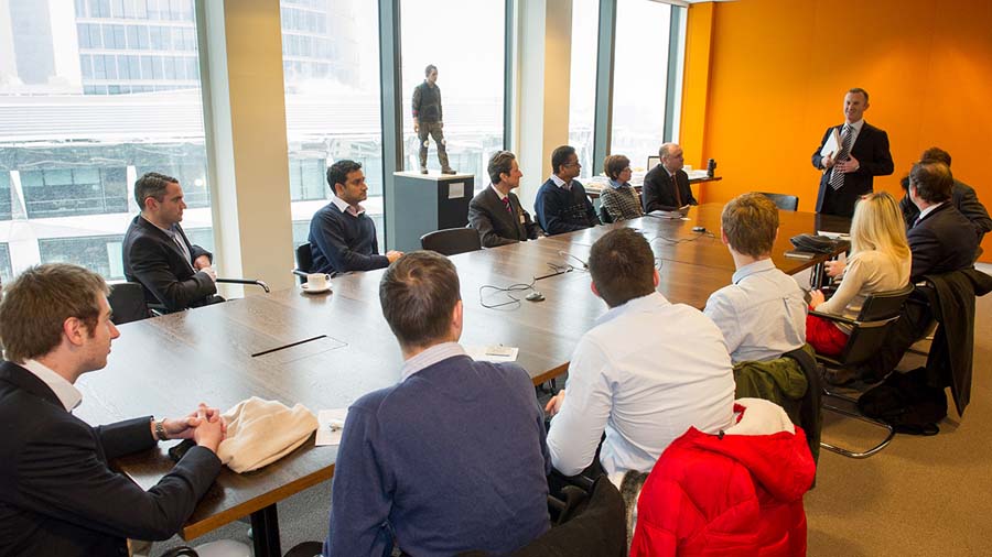 Students listening at a banking Talk