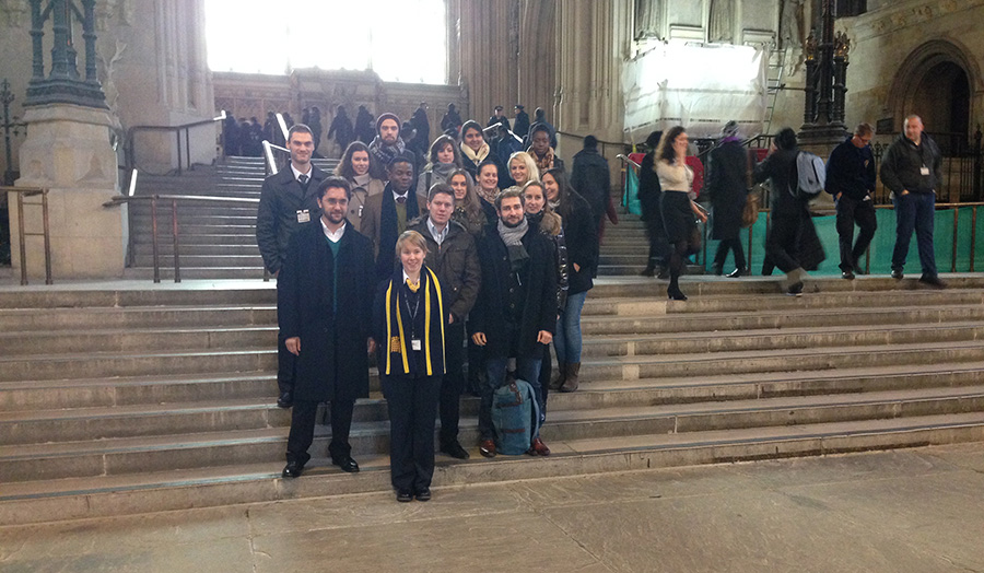 Students walking through Parliament on the trip