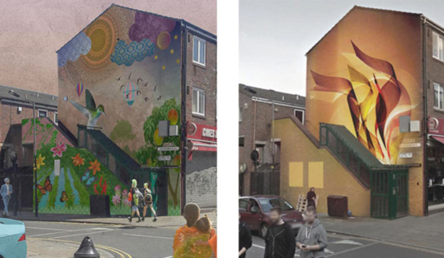Artworks for the wall of 28 Brick Lane