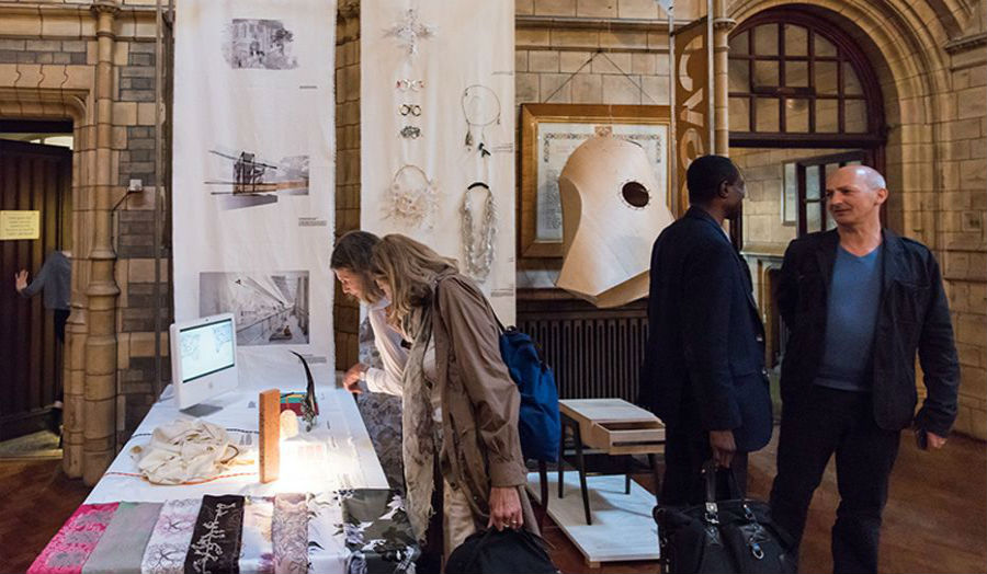 People looking at exhibition