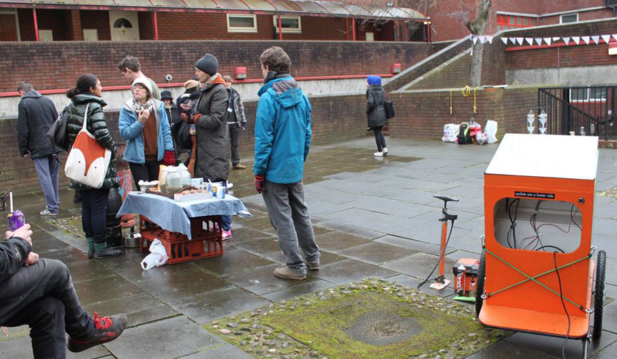 Talking over home grown tea Talk, Play, Grow event at the Austin Estate Hayes