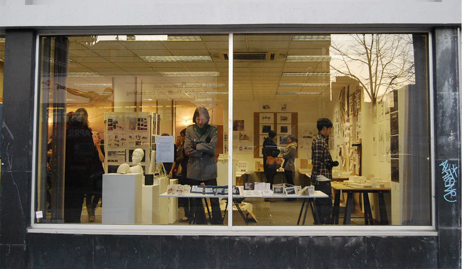 Work in Progress exhibition Display in The Bank Aldgate Project