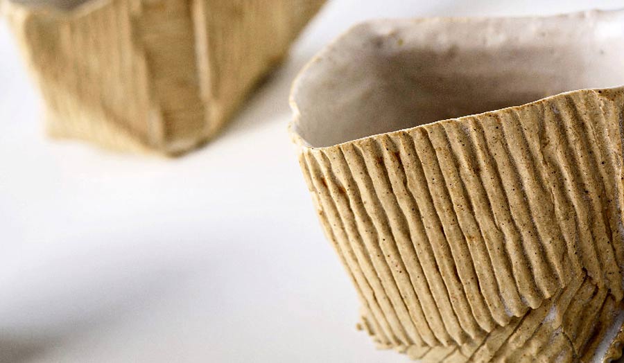 Corrugated ceramic cups